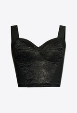 Dolce & Gabbana Jacquard Corset Bustier Top Black F7T19T GDCLQ-N0000