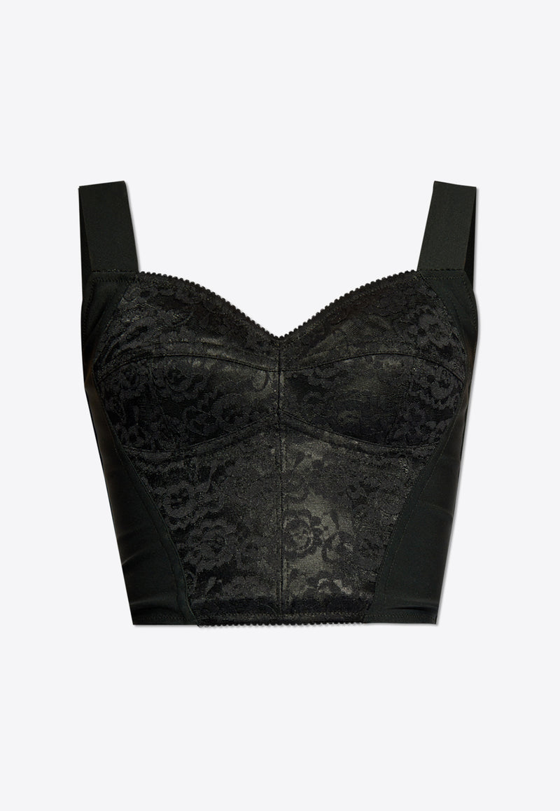 Dolce & Gabbana Jacquard Corset Bustier Top Black F7T19T GDCLQ-N0000