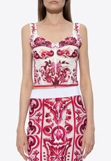 Dolce & Gabbana Majolica Print Bustier Top Pink F7W98T FPSH5-HE3TN