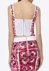 Dolce & Gabbana Majolica Print Bustier Top Pink F7W98T FPSH5-HE3TN