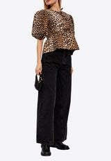 GANNI Leopard Print Blouse Beige F9116 6488-943