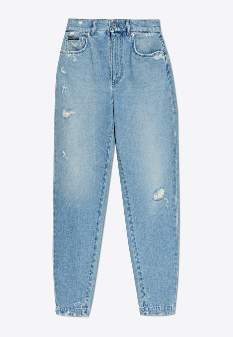 Dolce & Gabbana Amber Straight-Leg Ripped Jeans Blue FTBXGD G8GJ3-S9003