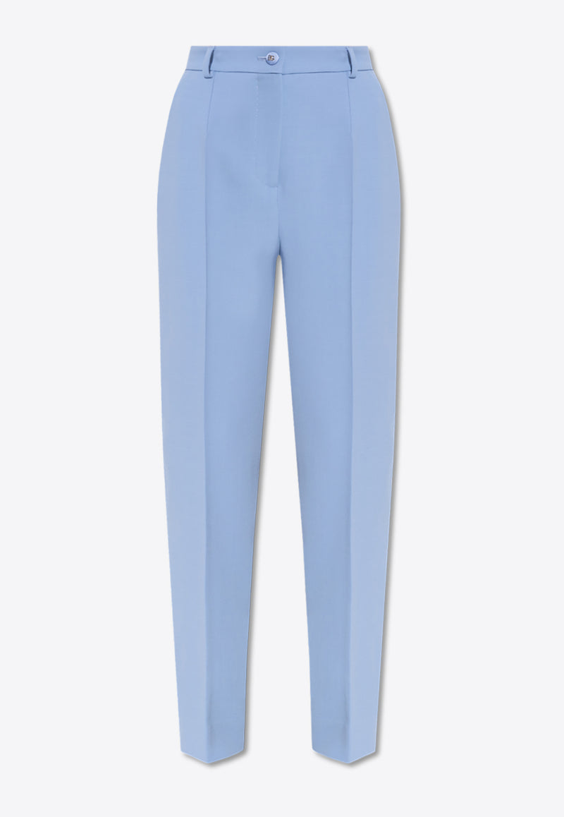 Dolce & Gabbana Straight-Leg Tailored Wool Pants Light Blue FTAM2T FU2L8-F3981