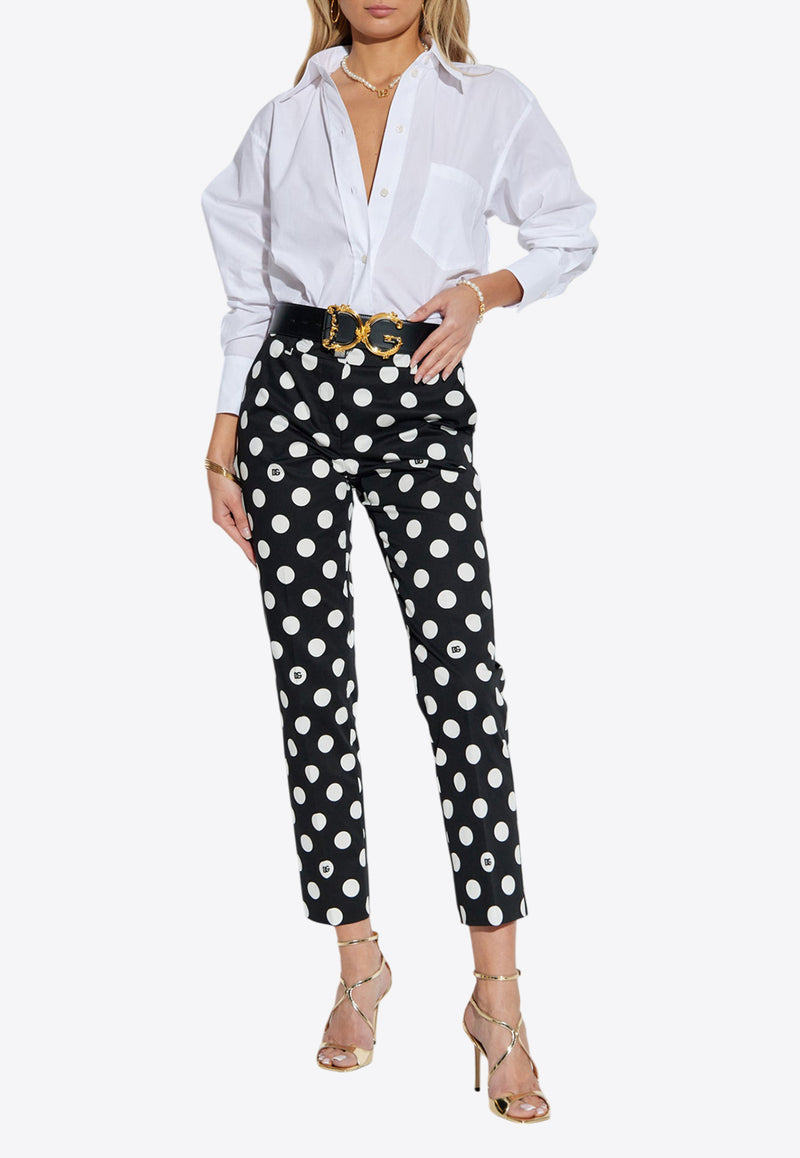 Dolce & Gabbana Polka Dot Print Slim-Leg Pants Black FTC5VT FSFNQ-HNZSW