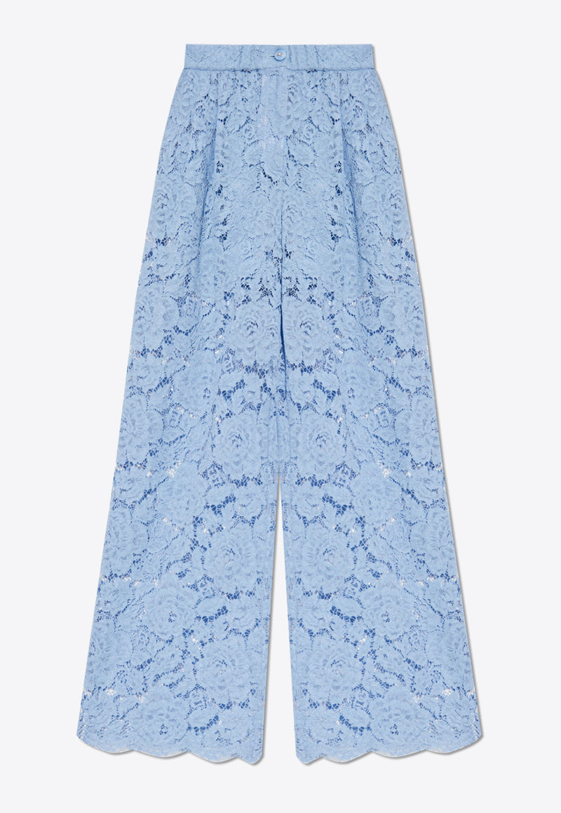 Dolce & Gabbana Flared Floral Lace Pants Light Blue FTC1YT HLM7L-F3981