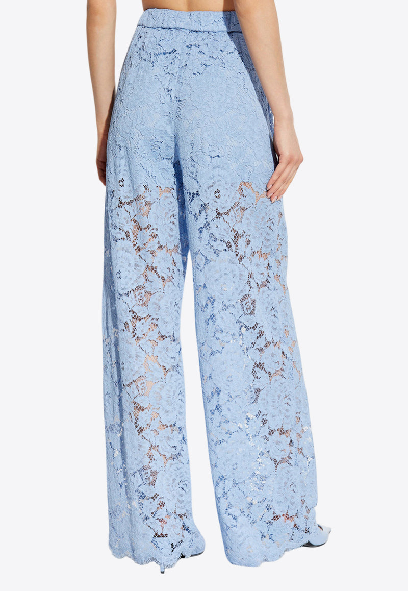 Dolce & Gabbana Flared Floral Lace Pants Light Blue FTC1YT HLM7L-F3981