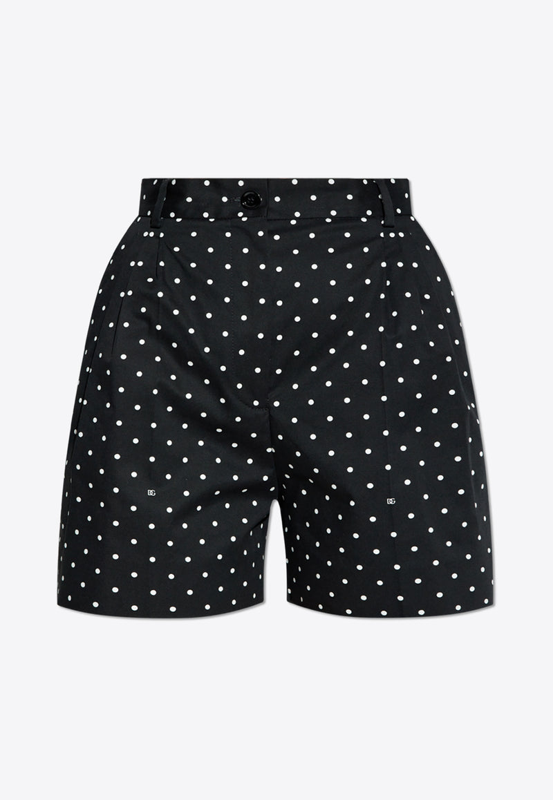 Dolce & Gabbana Polka Dot Print Drill Shorts Black FTC5WT FSFNP-HNZPW