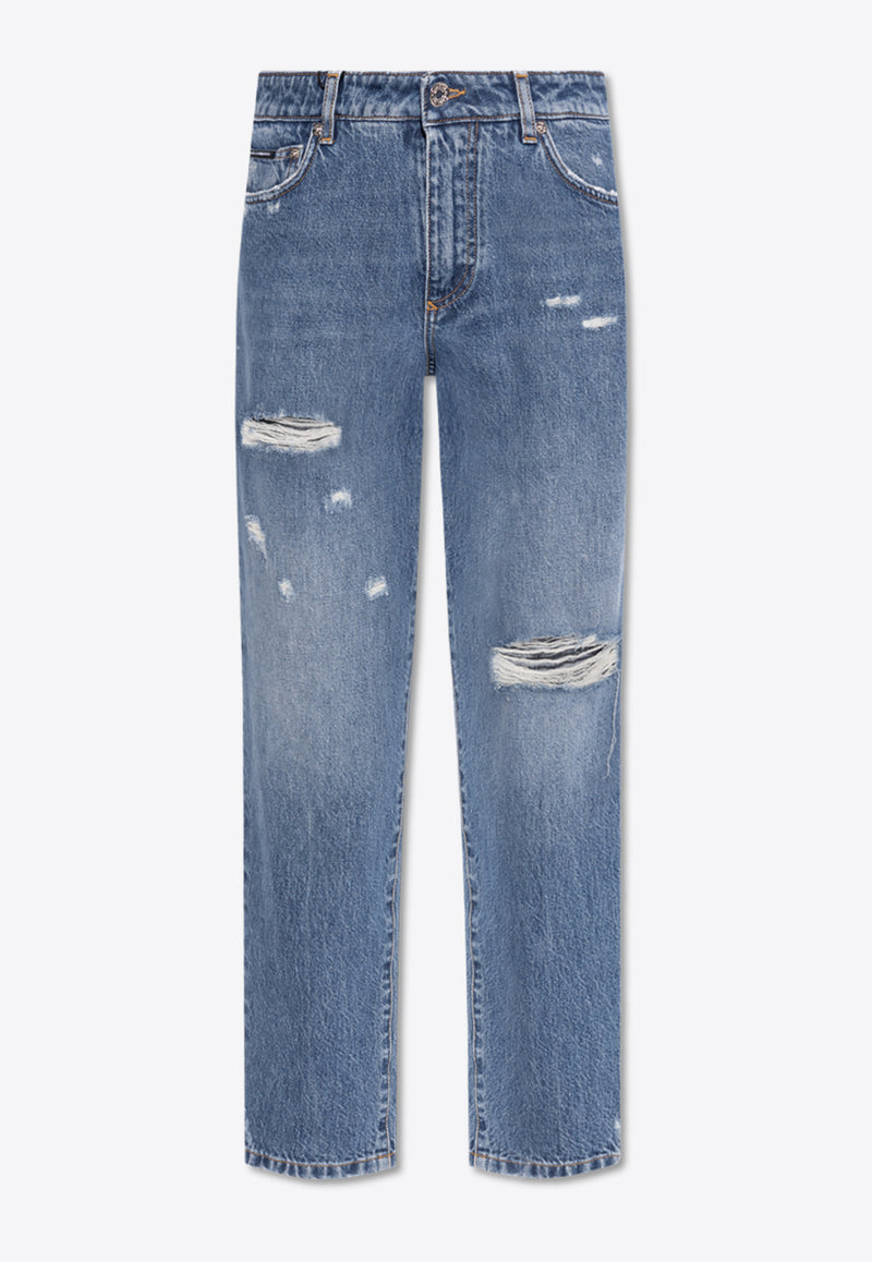 Dolce & Gabbana Straight-Leg Ripped Jeans Blue FTC7BD G8LW3-S9001