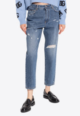 Dolce & Gabbana Straight-Leg Ripped Jeans Blue FTC7BD G8LW3-S9001