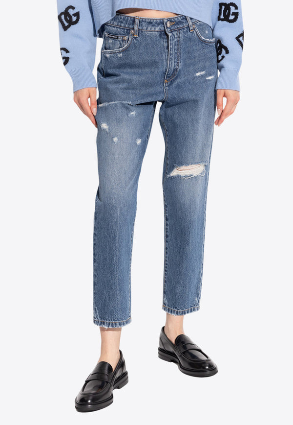 Dolce & Gabbana Straight-Leg Ripped Jeans Blue FTC7BD G8LW3-S9001