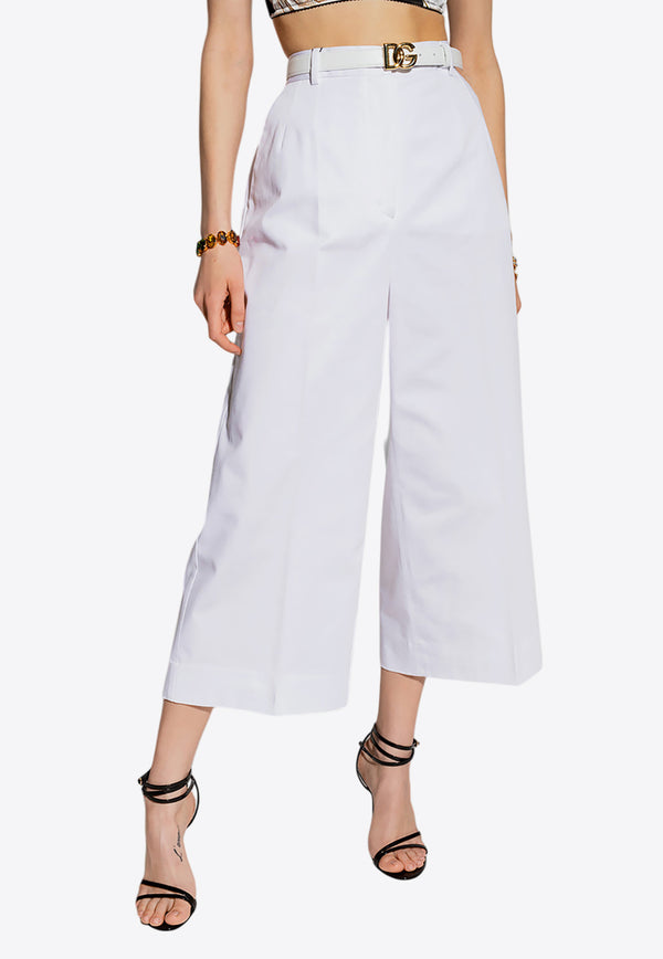 Dolce & Gabbana High-Rise Culotte Pants White FTCC2T FUFLG-W0800