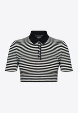 Dolce & Gabbana Striped Cropped Polo T-shirt Black FXZ09T JCVY4-N0002