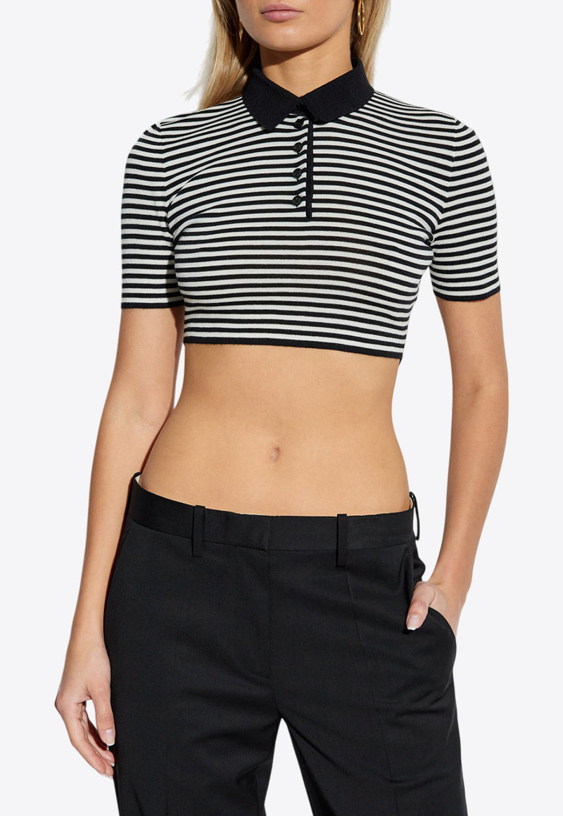 Dolce & Gabbana Striped Cropped Polo T-shirt Black FXZ09T JCVY4-N0002