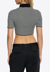 Dolce & Gabbana Striped Cropped Polo T-shirt Black FXZ09T JCVY4-N0002