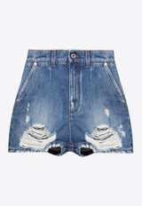 Dolce & Gabbana Distressed High-Rise Denim Shorts Blue FTCGOD G8GJ4-S9001