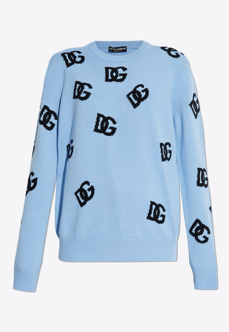 Dolce & Gabbana DG Logo Inlay Sweater Light Blue FXX06T JCVZL-B0143