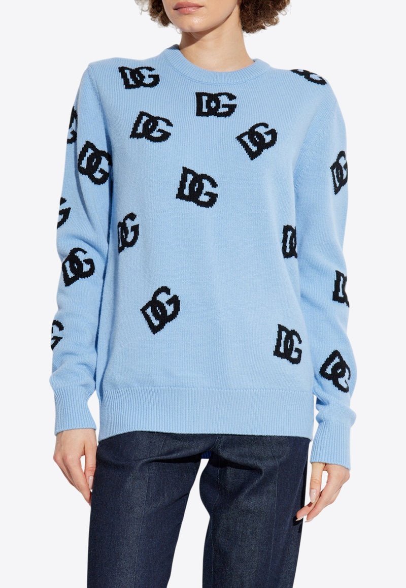 Dolce & Gabbana DG Logo Inlay Sweater Light Blue FXX06T JCVZL-B0143