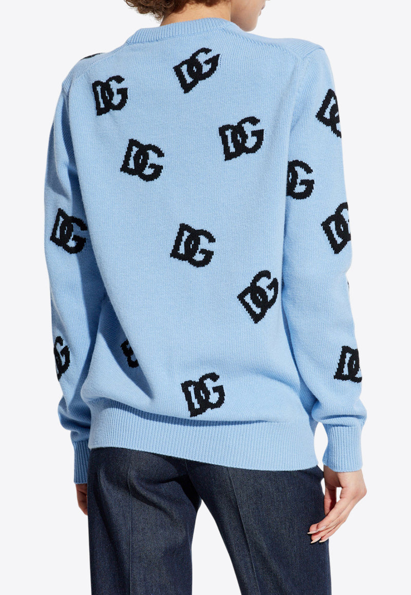 Dolce & Gabbana DG Logo Inlay Sweater Light Blue FXX06T JCVZL-B0143