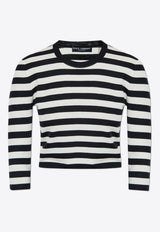 Dolce & Gabbana Striped Wool Cropped Sweater Monochrome FXX44T JCVY2-N0002