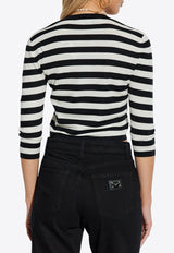 Dolce & Gabbana Striped Wool Cropped Sweater Monochrome FXX44T JCVY2-N0002