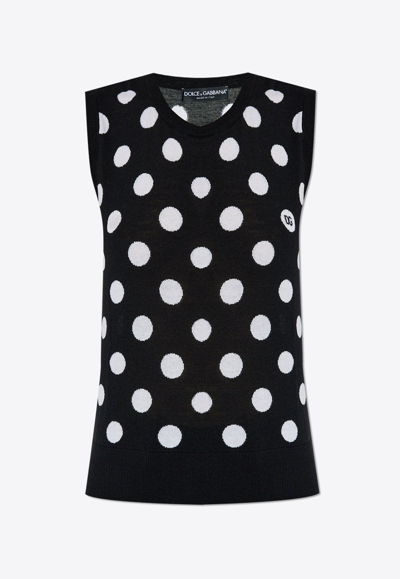 Dolce & Gabbana Polka Dot Wool-Blend Sweater Vest Black FXT07T JCVYK-N0004