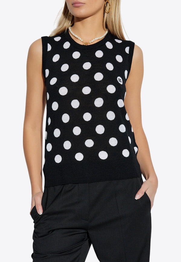 Dolce & Gabbana Polka Dot Wool-Blend Sweater Vest Black FXT07T JCVYK-N0004