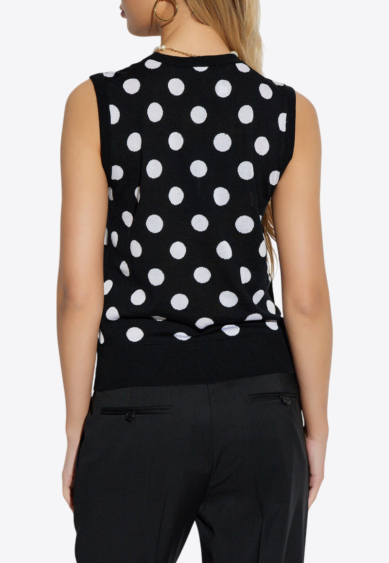 Dolce & Gabbana Polka Dot Wool-Blend Sweater Vest Black FXT07T JCVYK-N0004