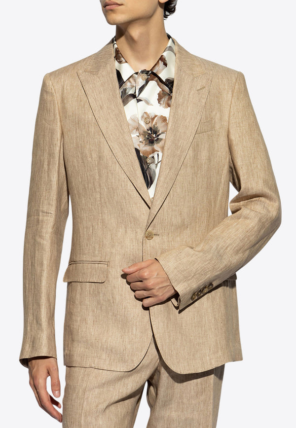 Dolce & Gabbana Single-Breasted Linen Blazer Beige G2NW0T FU4L0-S8230