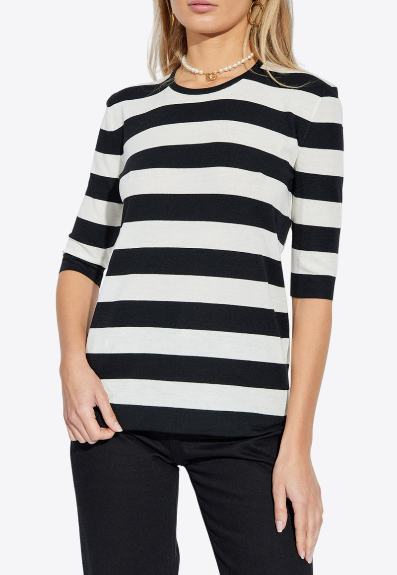 Dolce & Gabbana Striped Wool Knit Top Monochrome FXX42T JCVY0-N0002