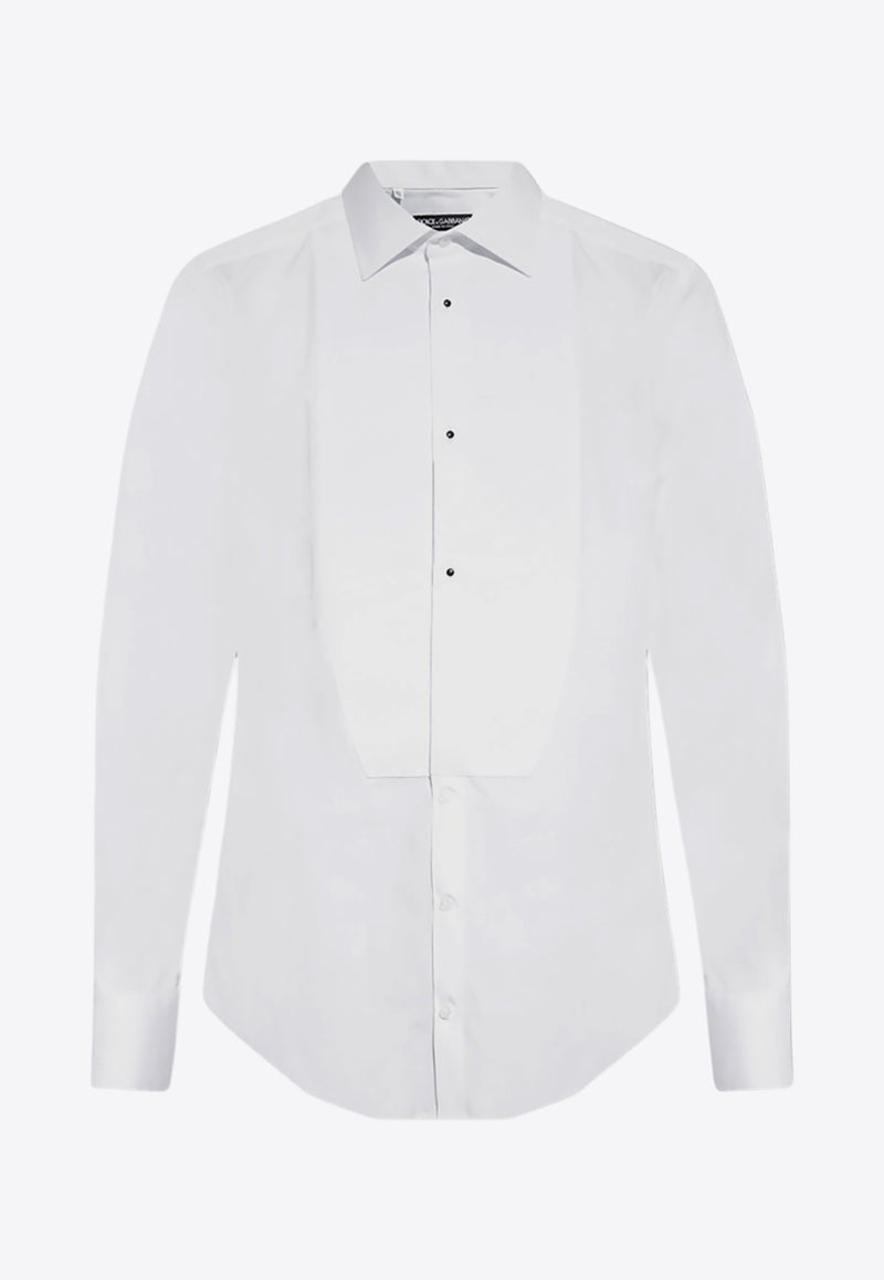 Dolce & Gabbana Long-Sleeved Tuxedo Shirt White G5EN5T FU5U8-W0800