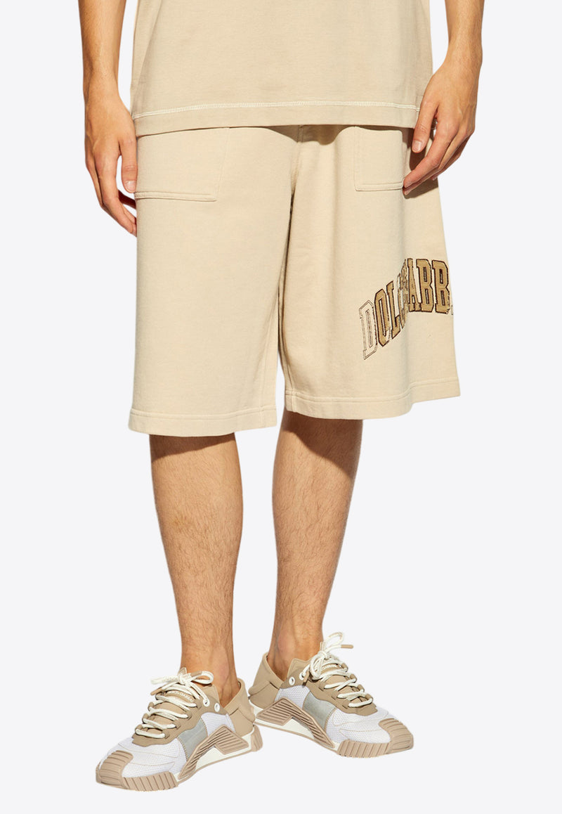 Dolce & Gabbana Logo Embroidered Track Shorts Beige GP09OZ G7NQI-M0299