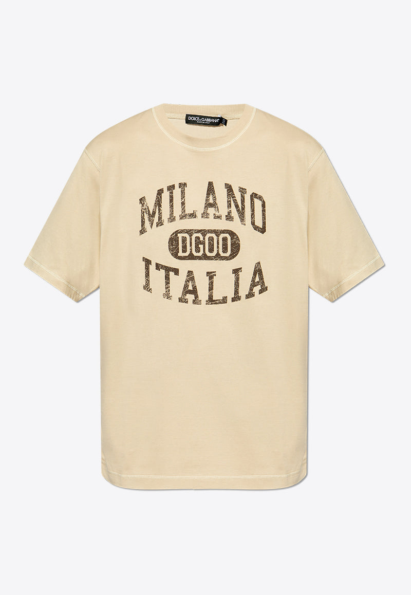 Dolce & Gabbana DG Logo Print T-shirt Beige G8PN9T G7NPV-M0299