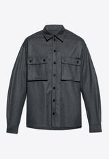 Dolce & Gabbana Oversized Button-Up Wool Shirt Gray G5MD1T FU21Q-S8290