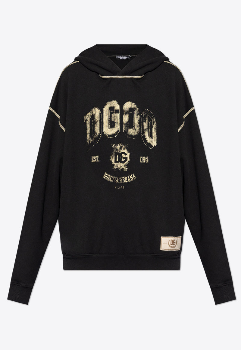 Dolce & Gabbana Logo Print Hooded Sweatshirt Black G9AJAT G7NQC-N0000