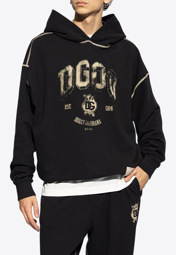 Dolce & Gabbana Logo Print Hooded Sweatshirt Black G9AJAT G7NQC-N0000