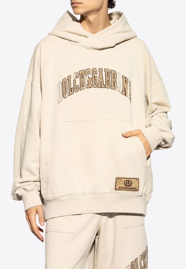 Dolce & Gabbana Logo Embroidered Hooded Sweatshirt Beige G9AKPZ G7NQI-M0299