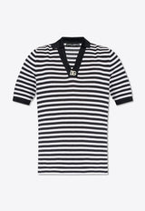 Dolce & Gabbana DG Logo Striped Polo T-shirt Blue GXZ09Z JFMY3-B0789