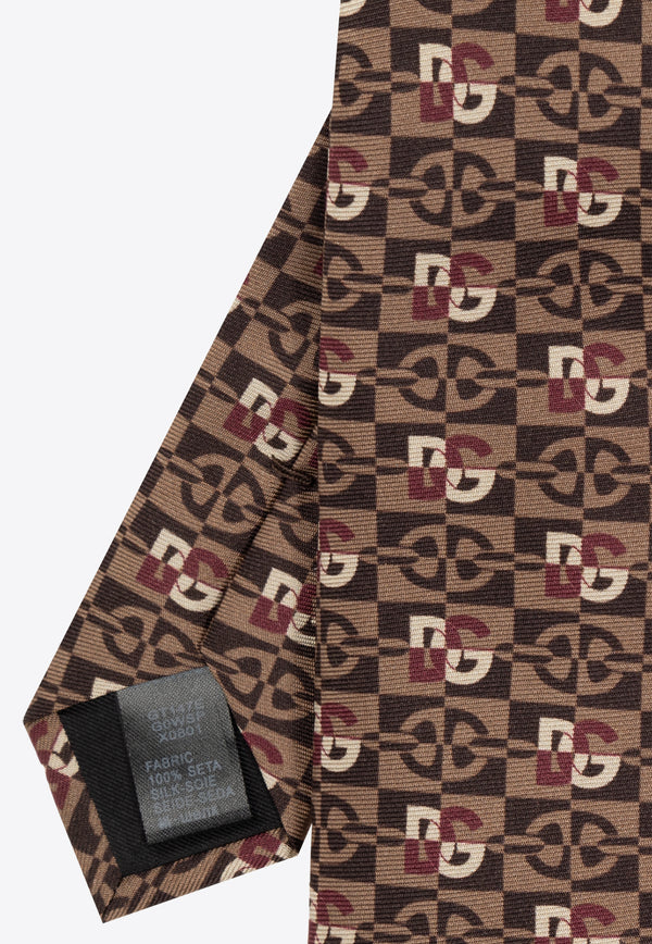 Dolce & Gabbana Logo Jacquard Silk Tie Brown GT147E G0WSP-X0801