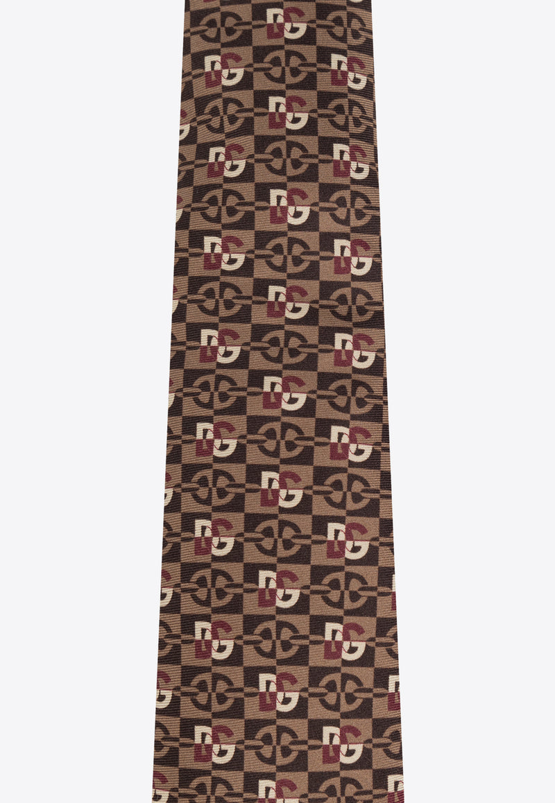 Dolce & Gabbana Logo Jacquard Silk Tie Brown GT147E G0WSP-X0801