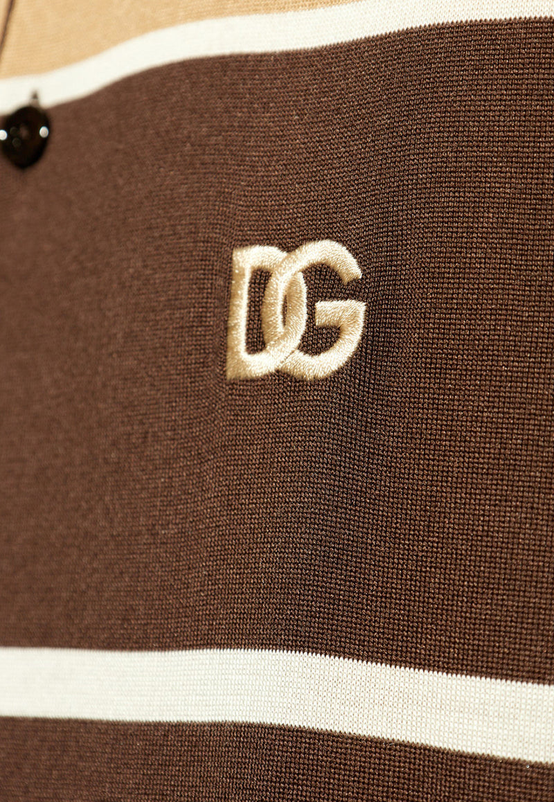 Dolce & Gabbana DG Logo Embroidered Polo T-shirt Brown GXP68Z JBSD2-M9220