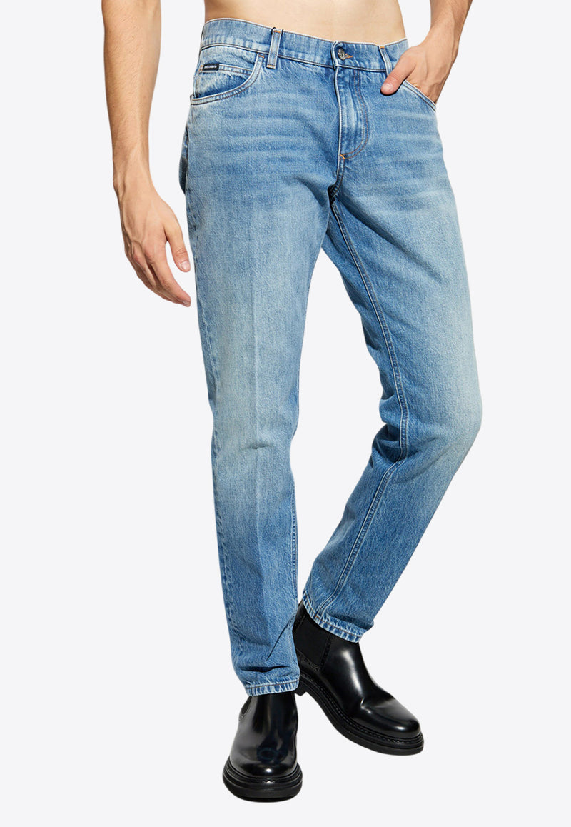 Dolce & Gabbana Washed Straight-Leg Jeans Blue GYJCCD G8KY2-S9001