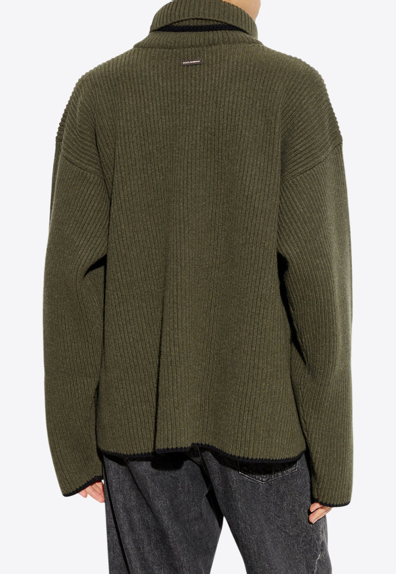 Dolce & Gabbana Wool High-Neck Sweater Green GXW24T JCVW7-V2091