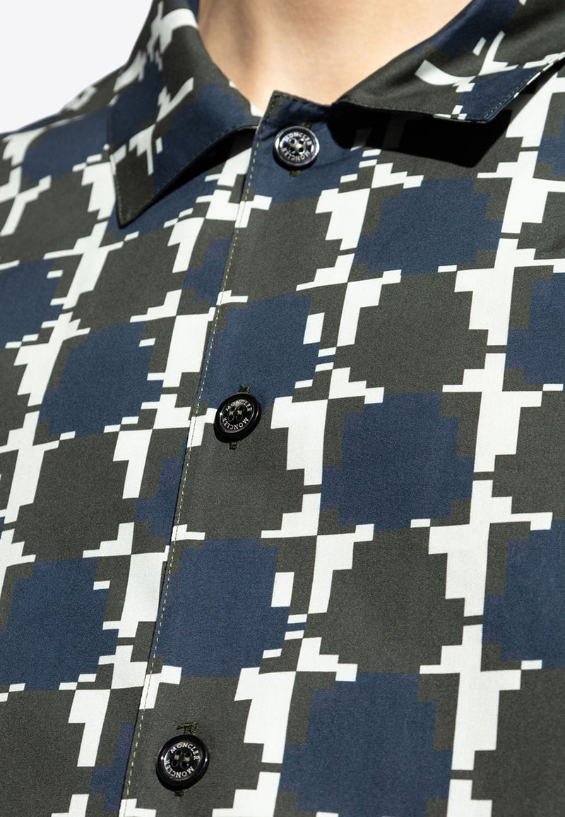 Moncler Pixel Logo Print Shirt Blue J20912F00007 597YJ-S90