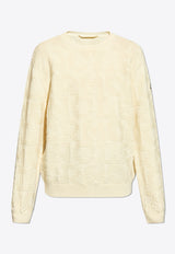 Moncler Textured Logo Wool Sweater Cream J20919C00006 M1282-034