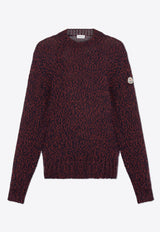 Moncler Mouliné Wool Crewneck Sweater  Burgundy J20919C00019 M1172-P47