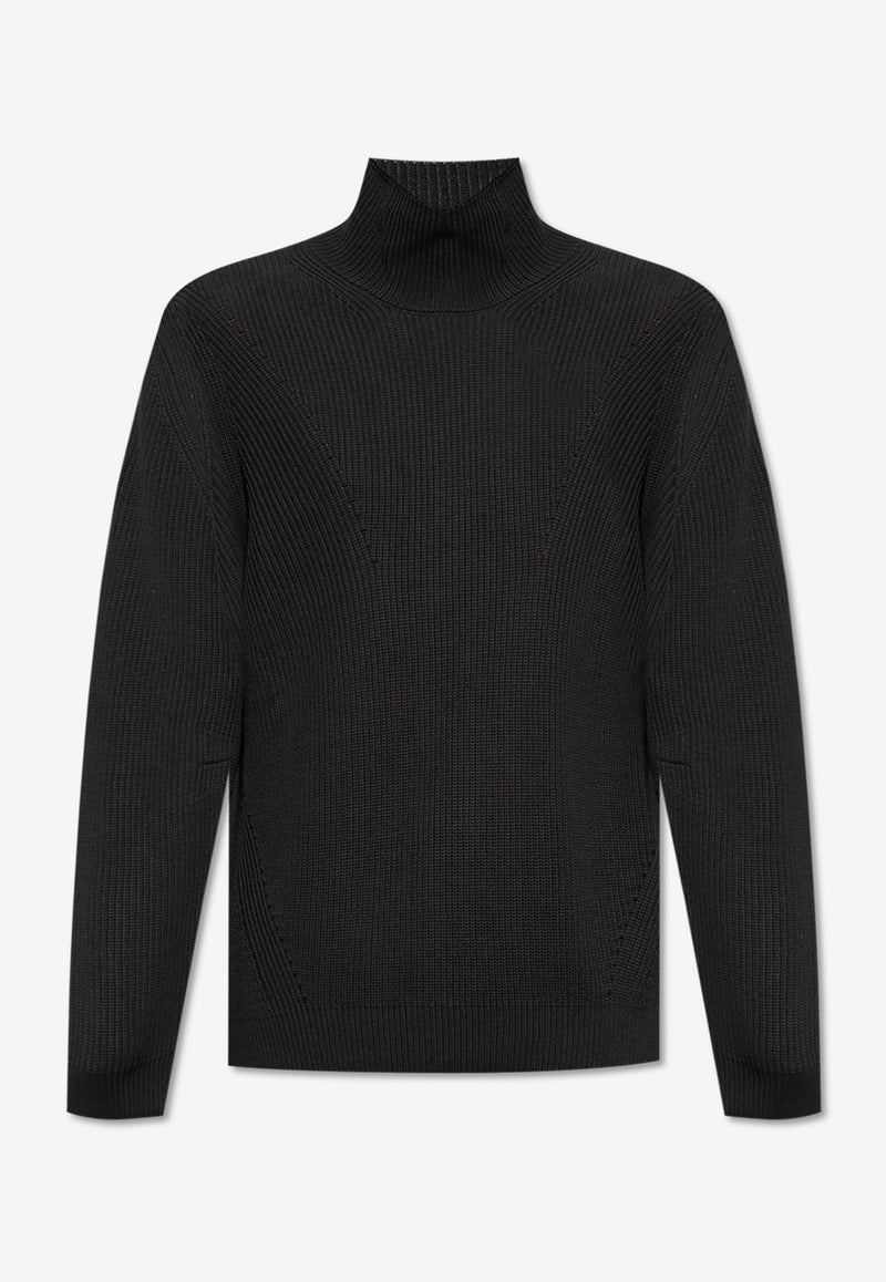 Moncler Ribbed Turtleneck Sweater Black J20919F00001 M1367-999