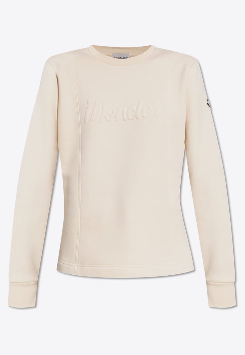 Moncler Logo Embossed Crewneck Sweatshirt Beige J20938G00025 899RB-038