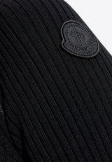 Moncler Half-Zip Rib-Knit Midi Dress Black J20939L00006 M4733-999
