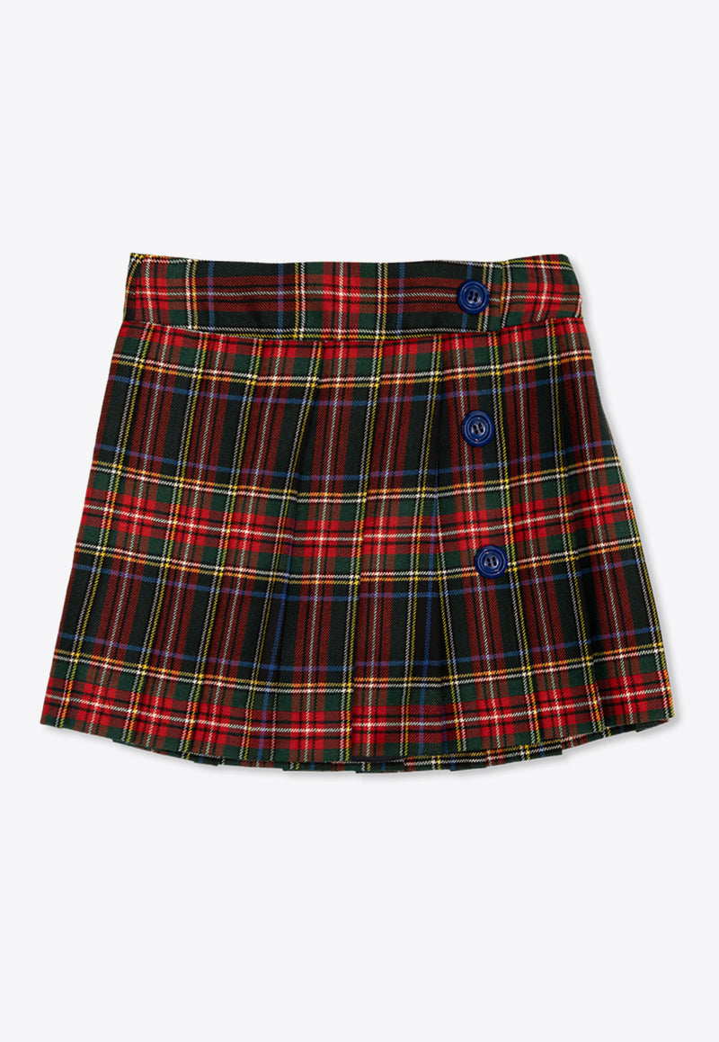 Girls Tartan Check Pleated Skirt