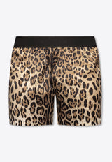 Dolce & Gabbana Leopard Print Silk Boxer Shorts Brown M4F05T ONR26-HA93M